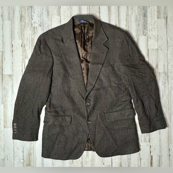 Vintage Nordstrom Men's 100% Wool Brown Tweed Blazer 40R - Picture 1 of 12